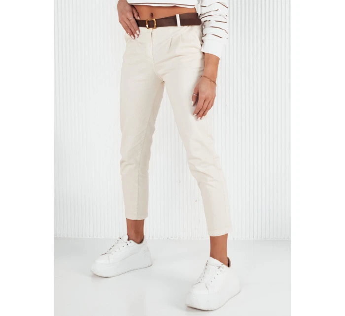 Dámské kalhoty ecru chinos model 21972839 - Dstreet Dámské kalhoty ecru chinos model 21972839 - Dstreet