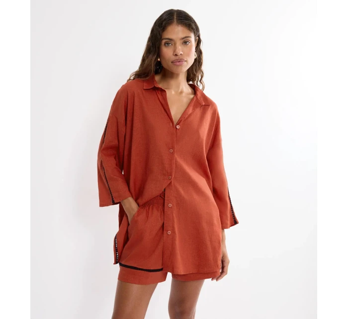 Summer Wear Boyfriend Shirt 01 - HAUTE ORANGE - TRIUMPH HAUTE ORANGE - TRIUMPH