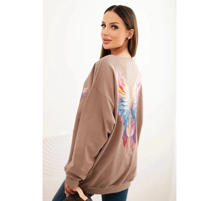 Dámská oversize mikina z bavlny s barevnými model 21421750 na zádech fango - K-Fashion