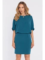 M904 Blůzové šaty s rozparkem na zádech - oceánsky modré