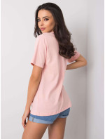 Pudrově růžové tričko s módním potiskem
