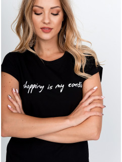 Dámské tričko s nápisem "Shopping is my cardio" - černá,