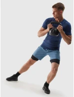 Pánské sportovní tričko slim z recyklovaných materiálů 4F - denim Pánské sportovní tričko slim z recyklovaných materiálů 4F - denim