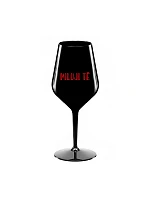 MILUJI TĚ - černá nerozbitná sklenice na víno 470 ml