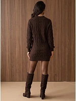 Dámské mini svetrkové šaty s rolákem, hnědé, FashionStreet MY2603 Dámské mini svetrkové šaty s rolákem, hnědé, FashionStreet MY2603