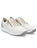 Dámská krémová kožená sportovní polobotka model 21910625 - Rieker Dámská krémová kožená sportovní polobotka model 21910625 - Rieker