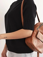 Dámský svetr z viskózy s krátkým rukávem černý