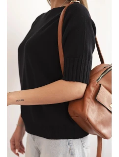 Dámský svetr z viskózy s krátkým rukávem černý