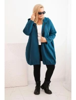 Dámská mikina Plus Size zateplená s kapucí a zipem mořská Dámská mikina Plus Size zateplená s kapucí a zipem mořská