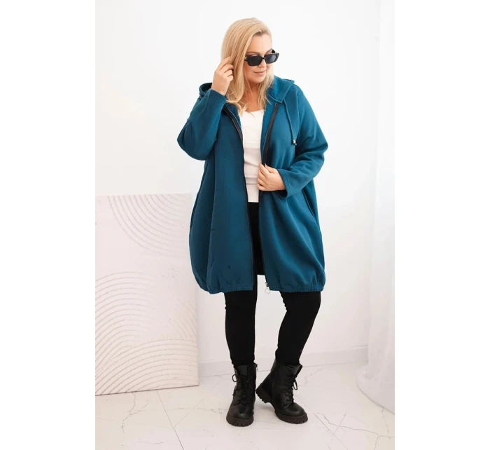 Dámská mikina Plus Size zateplená s kapucí a zipem mořská Dámská mikina Plus Size zateplená s kapucí a zipem mořská