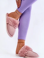 Dámské zateplené pantofle s kožíškem Světle růžová Franco