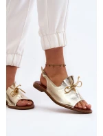 model 21646277 Kožené Ploché Sandály Zlaté - Zazoo