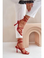 Stylové Sandály Na Podpatku S Pásky Červené model 21679427 - Boto Stylové Sandály Na Podpatku S Pásky Červené model 21679427 - Boto