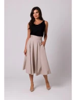 B265 Sukně s vysokým pasem - béžová