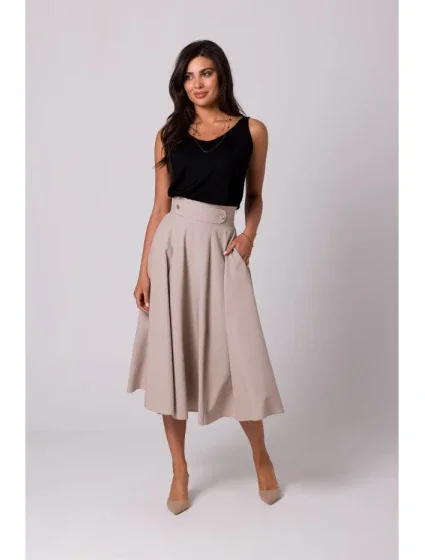 B265 Sukně s vysokým pasem - béžová