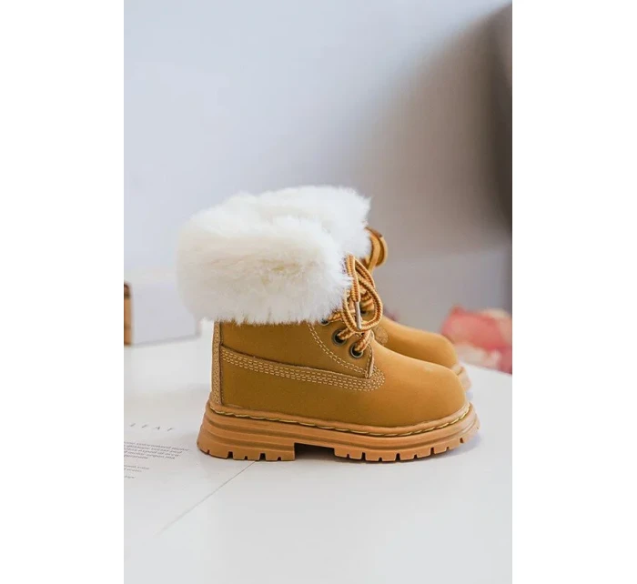 Dětské boty Trappers na zip s kožešinou Camel model 20034277 - Kesi