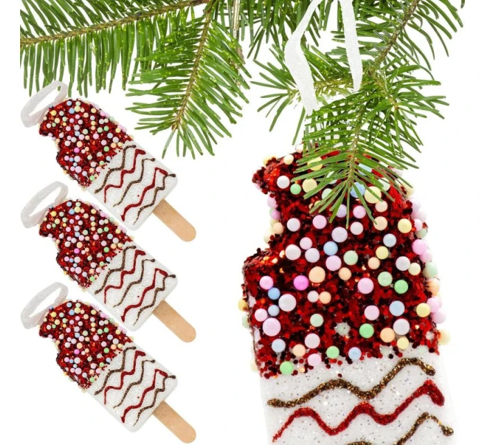 ZMRZLINOVÁ DEKORACE ZÁVĚSNÁ CETKA 3KS BÍLÁ