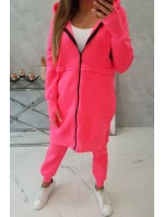 Zateplená sada s dlouhou mikinou růžová neonová