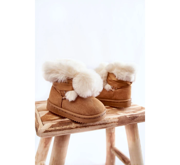 Dětské teplé sněhule Hnědá a bílá model 21600352 - Boto Dětské teplé sněhule Hnědá a bílá model 21600352 - Boto