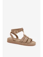 Dámské Sandály Na Platformě Se Zlatým Detalem Khaki model 21699019 - Boto Dámské Sandály Na Platformě Se Zlatým Detalem Khaki model 21699019 - Boto