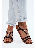 Dámské ploché sandály s pásky Černé Zelda