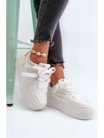 Dámské tenisky na platformě vyrobené z eko kůže, bílá moun Dámské tenisky na platformě vyrobené z eko kůže, bílá moun