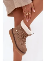 Dámské sněhule na platformě se šněrováním – světle hnědé Roselya Dámské sněhule na platformě se šněrováním – světle hnědé Roselya