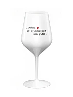 PROTOŽE BÝT CESTOVATELKA NENÍ PRDEL - bílá nerozbitná sklenice na víno 470 ml