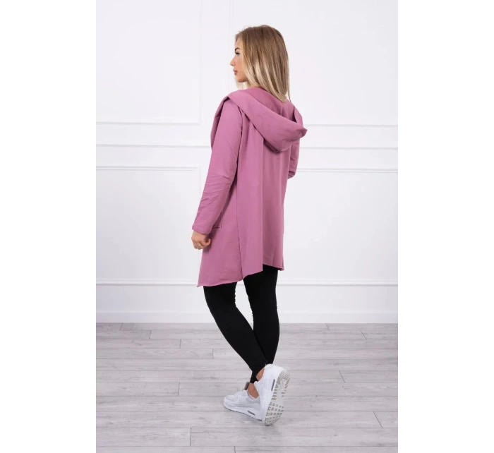 Volná bunda s kapucí 8928 tmavě růžová - Kesi