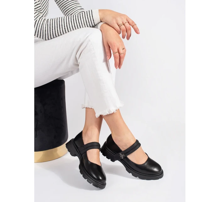 Jedinečné  polobotky černé dámské bez podpatku