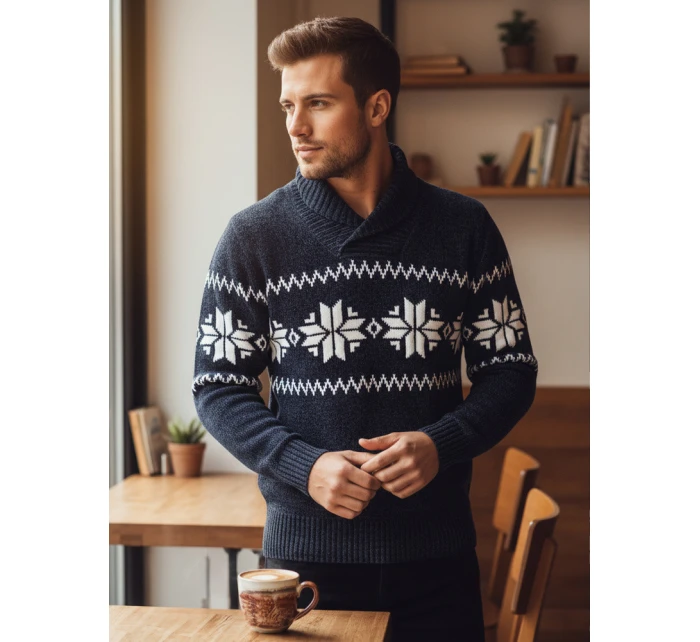 Pánský tmavě modrý svetr FashionStreet WX2272