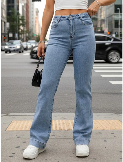 Dámské modré džíny s širokými nohavicemi FashionStreet UY2971