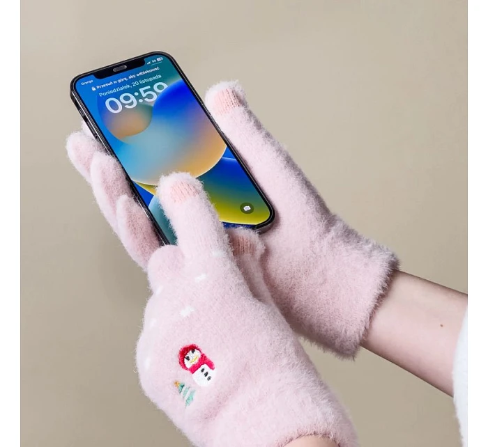 Dámské zimní rukavice na telefon se a vánočním růžové dámské model 22083407 - Hurtel Dámské zimní rukavice na telefon se a vánočním růžové dámské model 22083407 - Hurtel