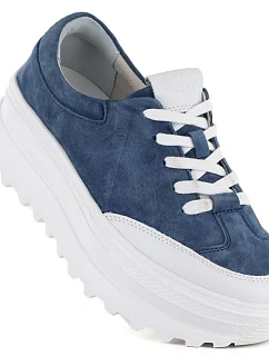 Dámské kožené boty na platformě modré model 22116022 dámské - VINCEZA