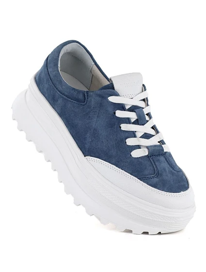 Dámské kožené boty na platformě modré model 22116022 dámské - VINCEZA