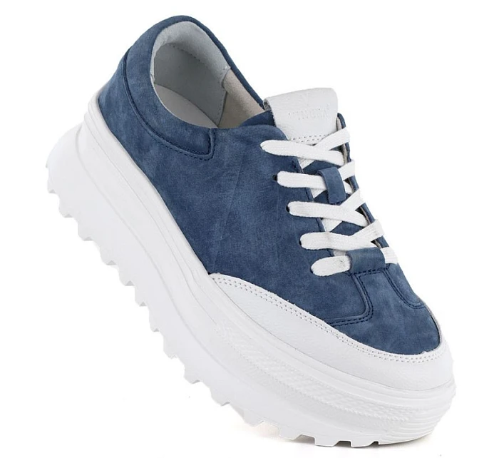 Dámské kožené boty na platformě modré Vince dámské