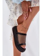 Ozdobené Dámské Pantofle Na Platformě S Černé model 21698367 - S.Barski