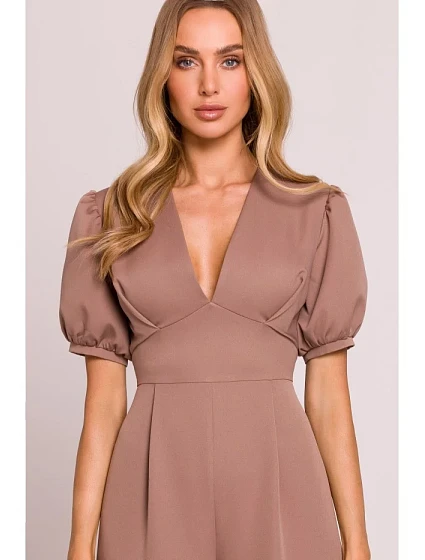 model 20970758 Kombinéza s puff rukávy mocca - Moe model 20970758 Kombinéza s puff rukávy mocca - Moe
