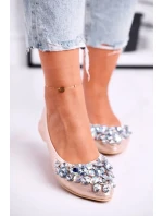 Kožené Baleríny S Ozdobnými Kameny Zlaté Crystal Kožené Baleríny S Ozdobnými Kameny Zlaté Crystal