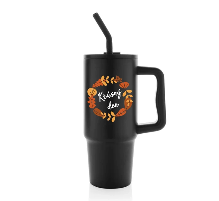 KRÁSNÝ DEN (PODZIM) - černý cestovní termohrnek 900 ml  