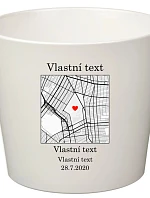Personalizovaný keramický květináč s mapou - malý