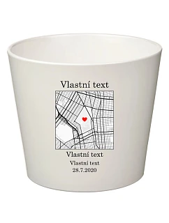 Personalizovaný keramický květináč s mapou - malý