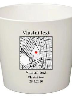 Personalizovaný keramický květináč s mapou - malý