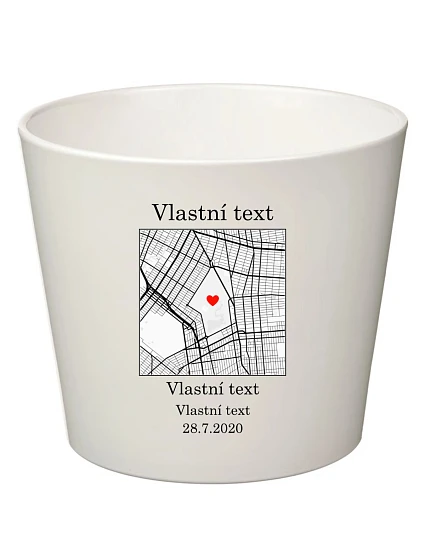 Personalizovaný keramický květináč s mapou - malý Personalizovaný keramický květináč s mapou - malý