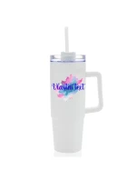 Personalizovaná cestovní termoska s průhledným víčkem - Akvarelový otisk