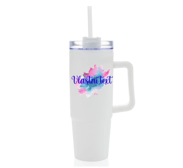 Personalizovaná cestovní termoska s průhledným víčkem - Akvarelový otisk