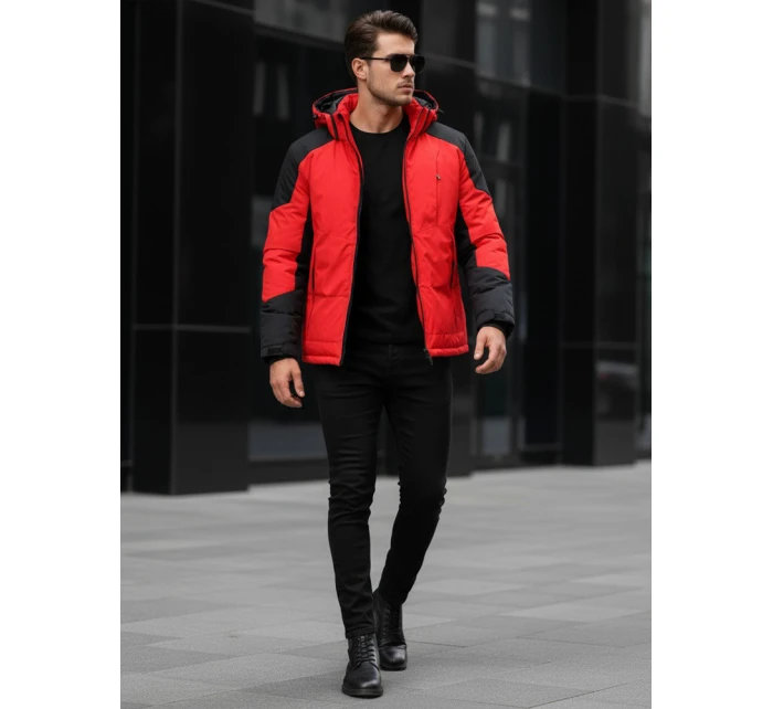 Pánská zimní bunda s kapucí červená FashionStreet TX5121