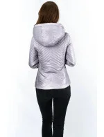 Krátká šedá prošívaná dámská bunda s kapucí model 14764916 - S'WEST