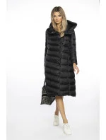 Dlouhá černá dámská bunda s kapucí model 21247122 - Ann Gissy