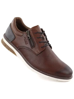 Pánské pohodlné hnědé kožené polobotky Rieker 14412-24